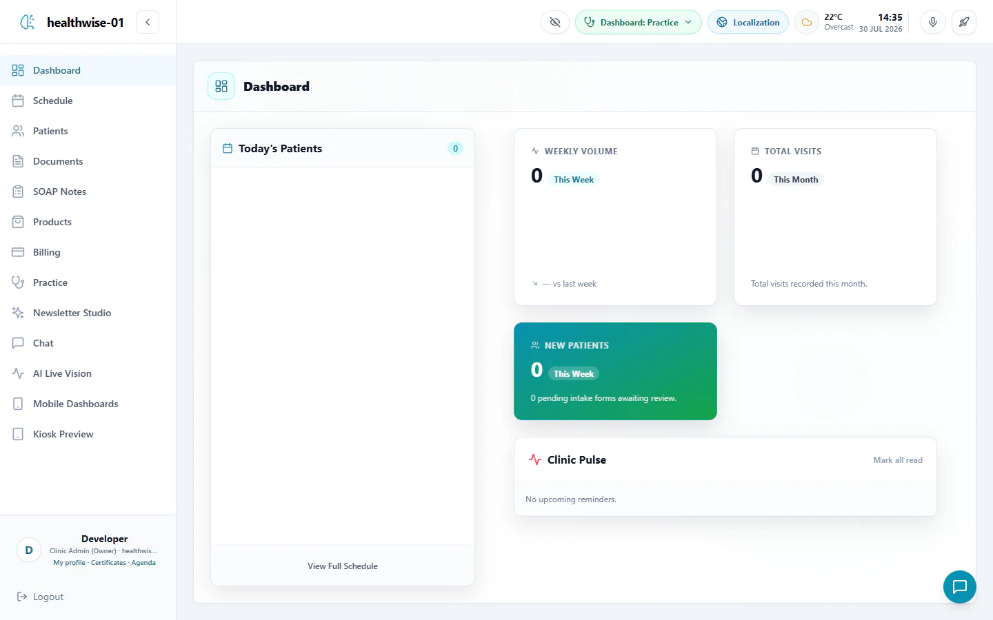 ChiroVault clinical dashboard
