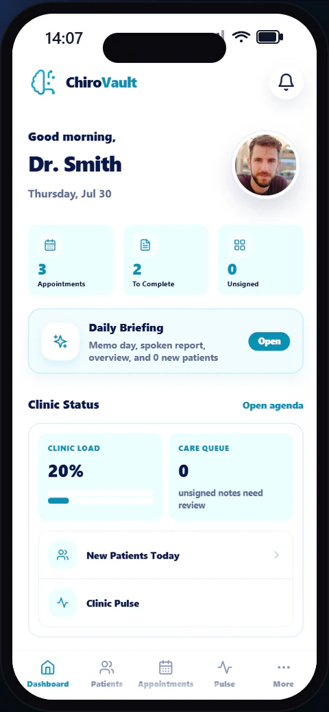 Chiropractor Workflow — ChiroVault